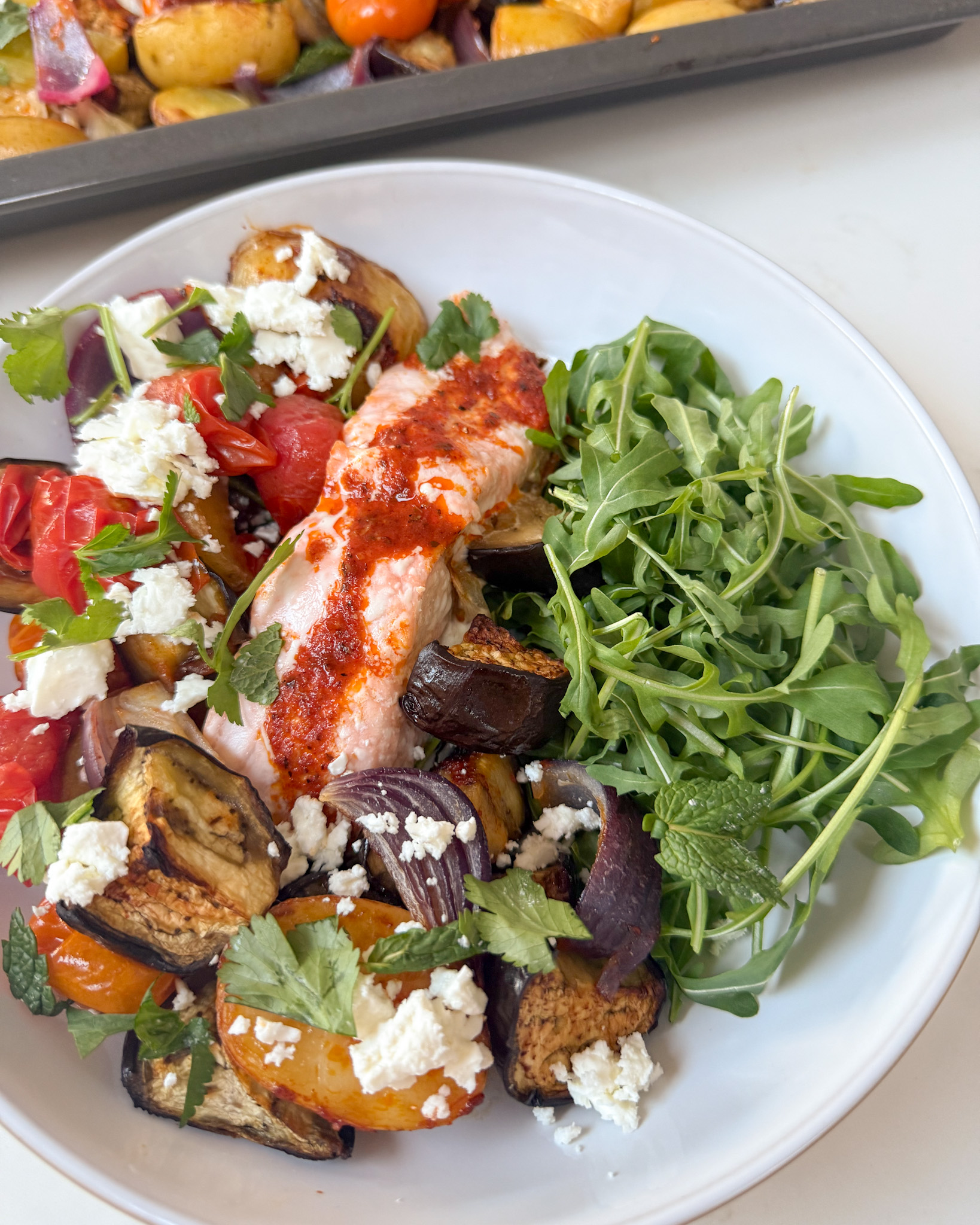 Harissa Salmon Traybake